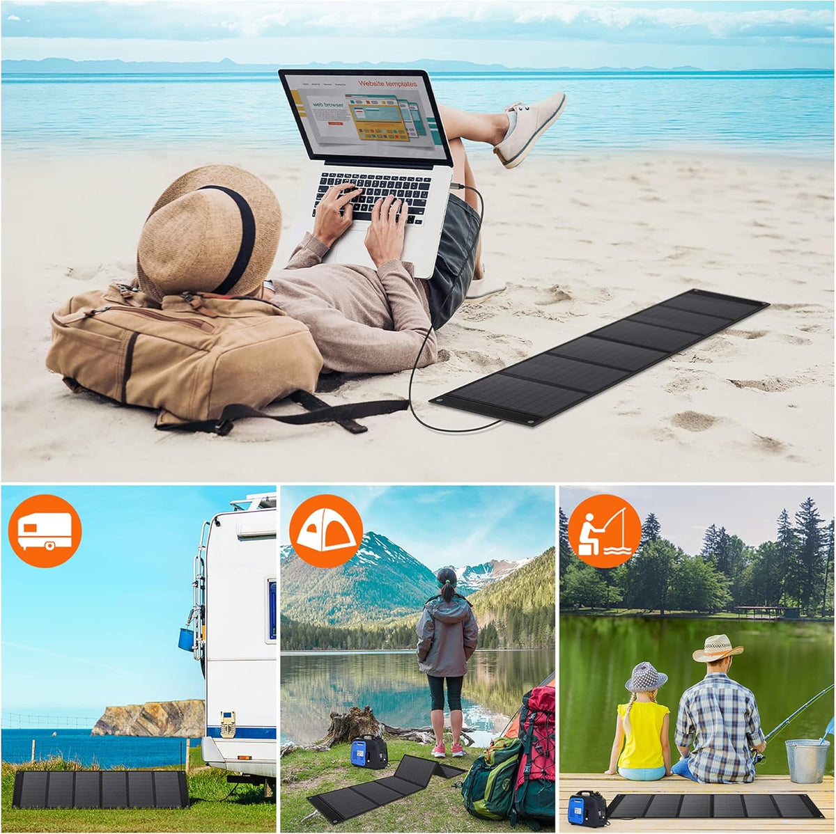 75W Foldable Solar Panel Kit with 18V DC and 2 USB Port I320