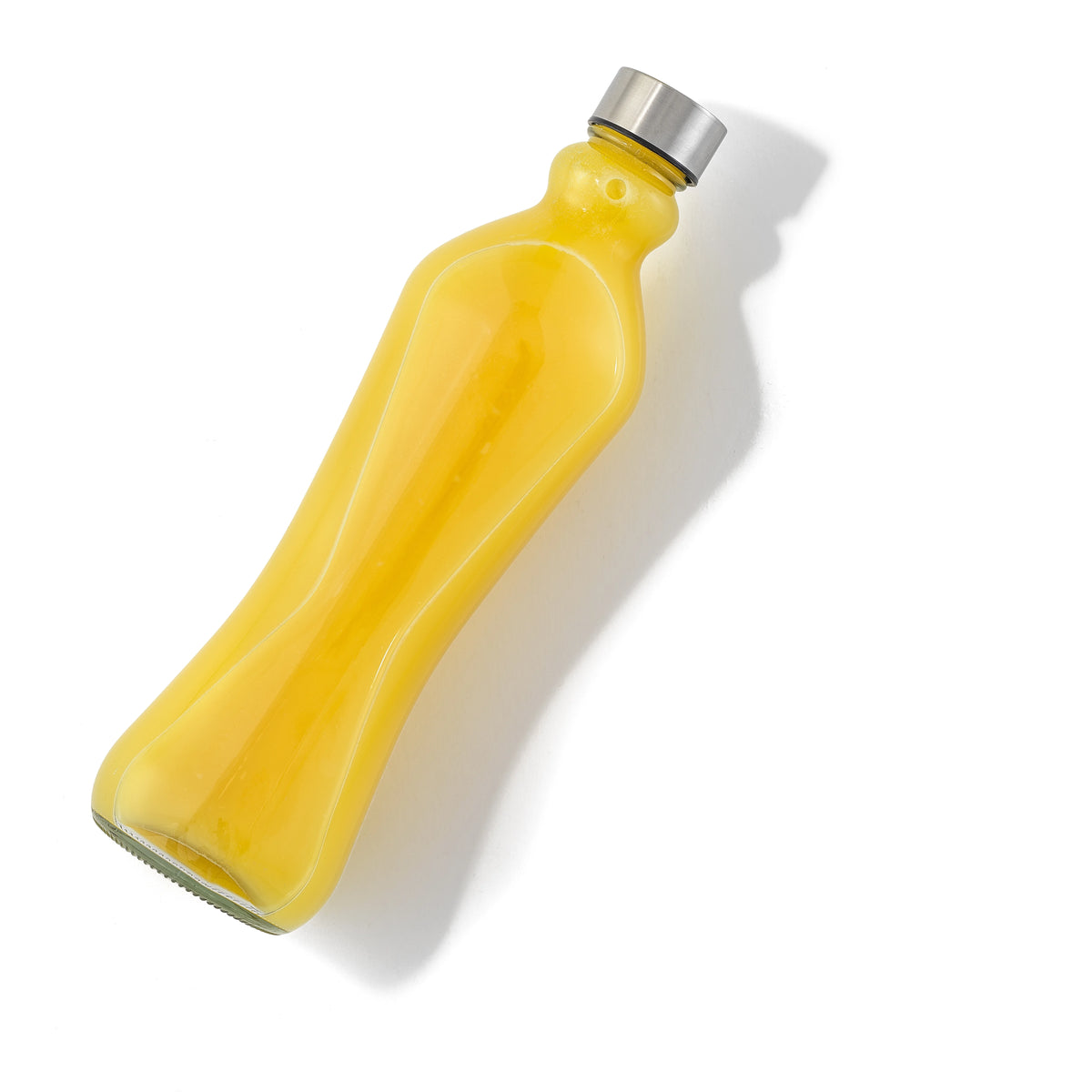 Clear Glass Water Bottles with Stainless Steel Screw Cap, Set of 4 F499