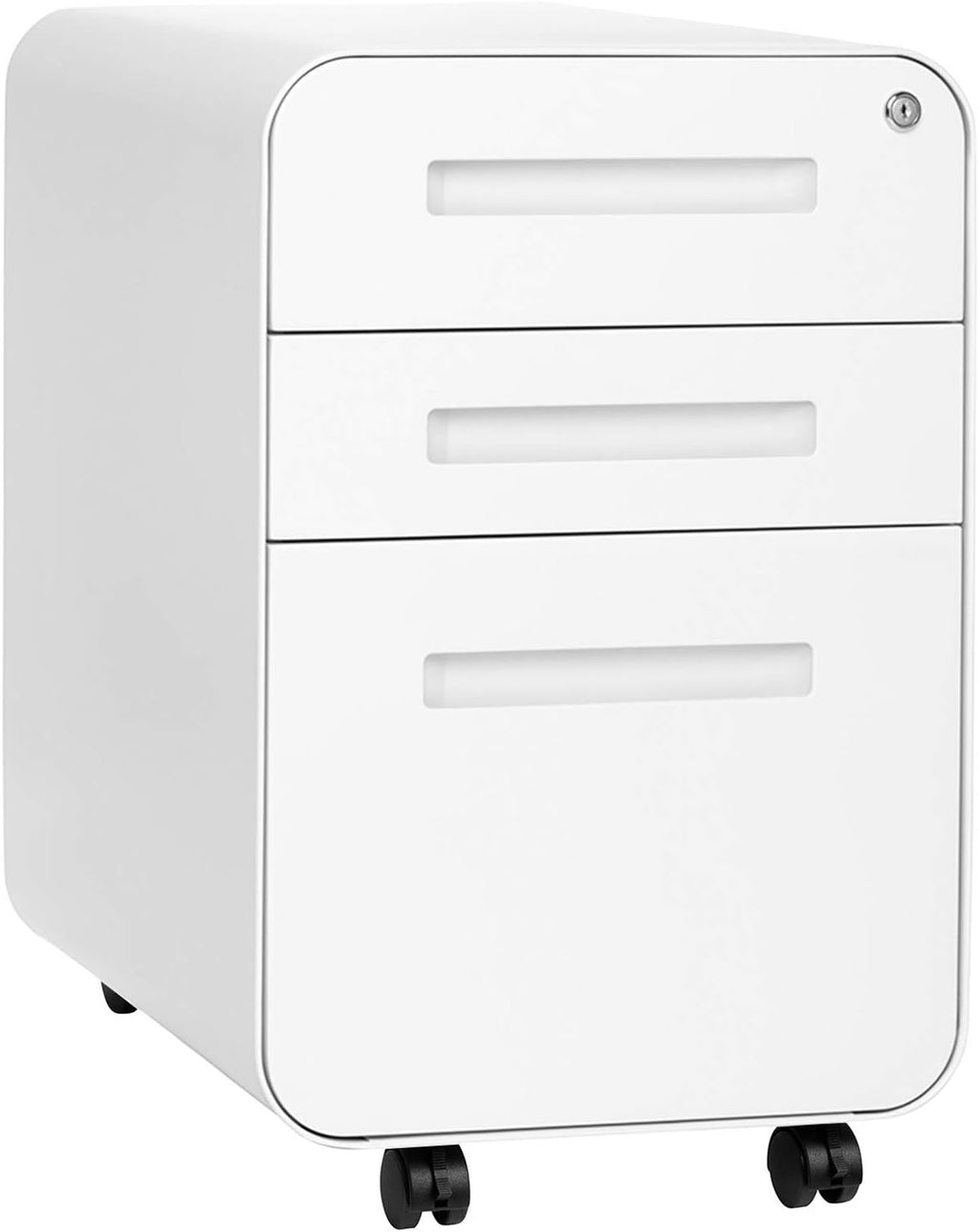 3-Drawer Mobile File Cabinet Orange Faceplate I9747