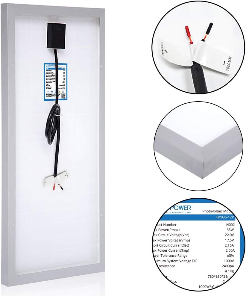 35W 5A 12V Polycrystalline Solar Charge Kit with USB 5V Output F94394
