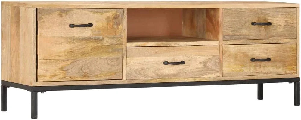Solid Mango Wood TV Stand with Iron Tube Legs B719
