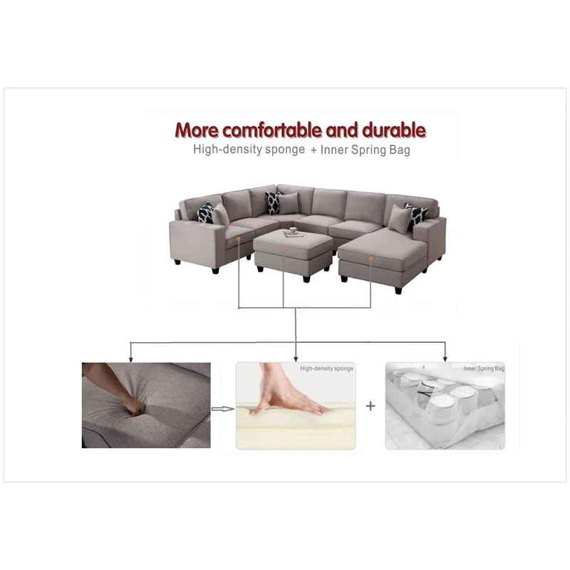 Fabric Reversible Sectional Sofa V66957