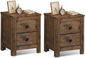 Rustic Wooden Nightstand with 2 Sliding Drawers Y1299