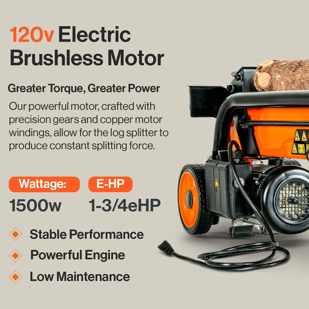 Electric Portable 6 Ton Log Splitter with Steel Wedge W8240