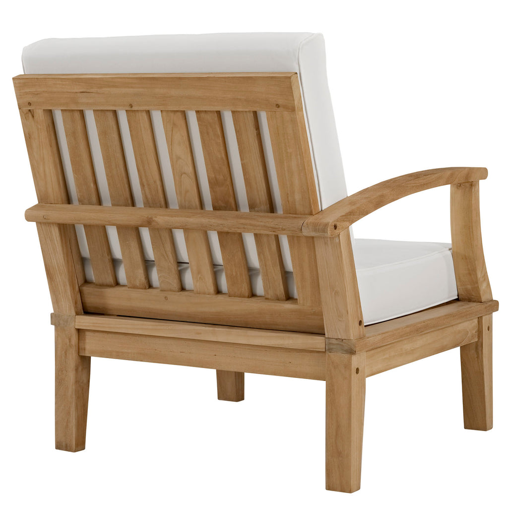 White Wood Left-Arm Patio Sofa Q932492