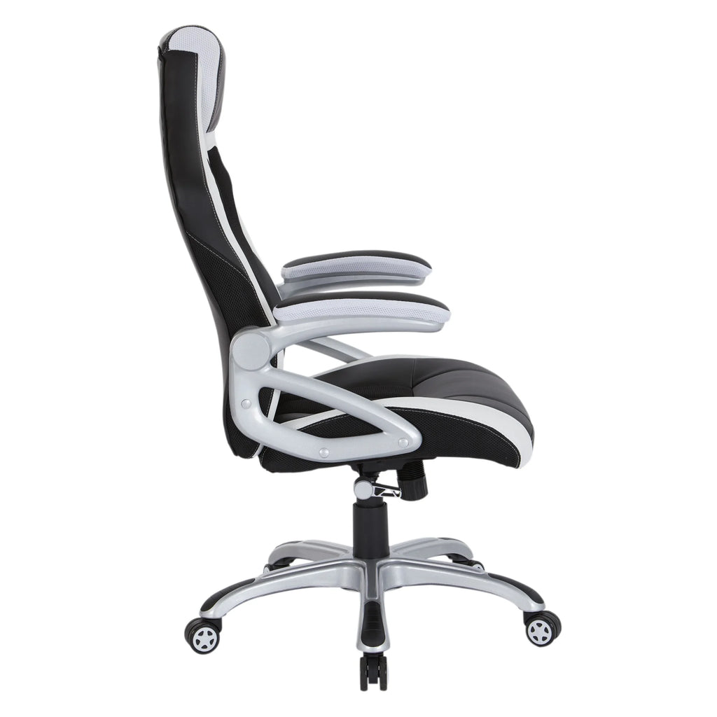 Black Chair with White Trim and Silver Base V4350