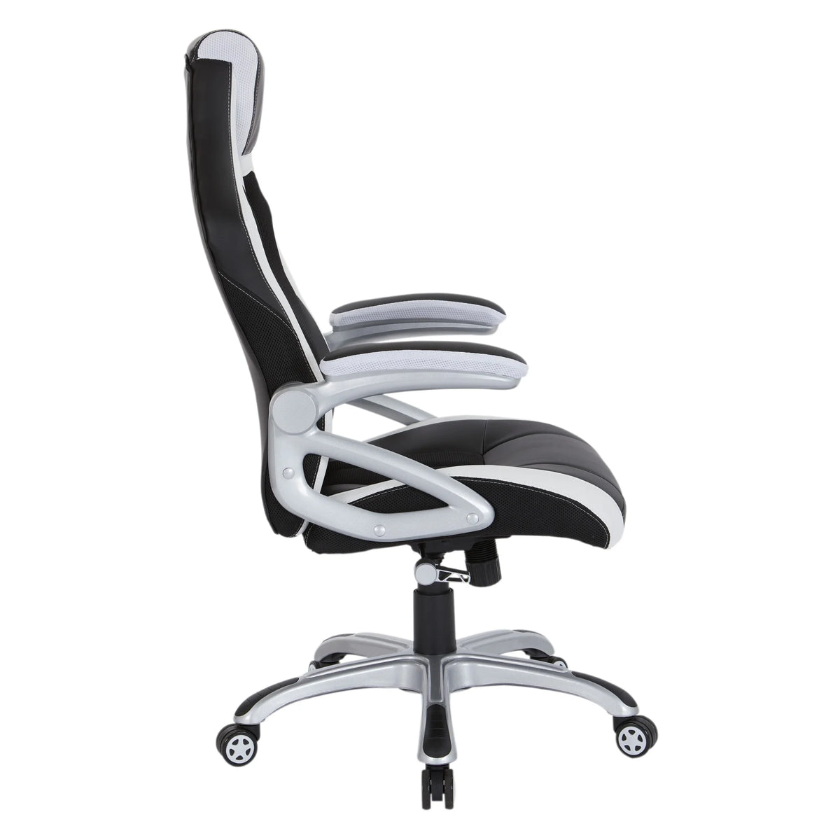 Black Chair with White Trim and Silver Base V4350