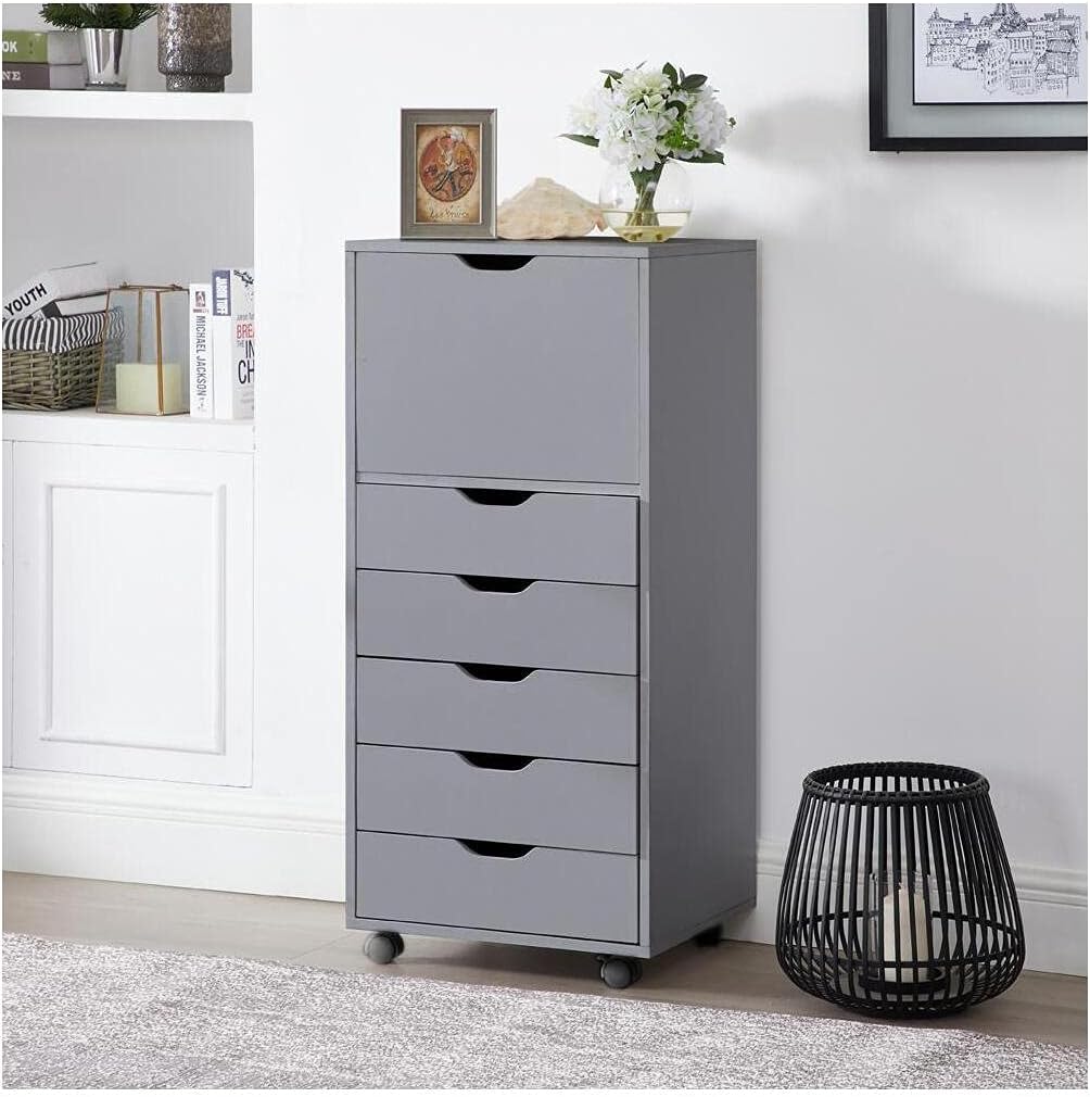 Black 6-Drawer Mobile File Cabinet B5123