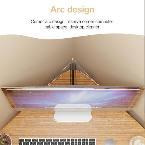 Light Brown Corner Desk with Drawers and Open Shelves J6770