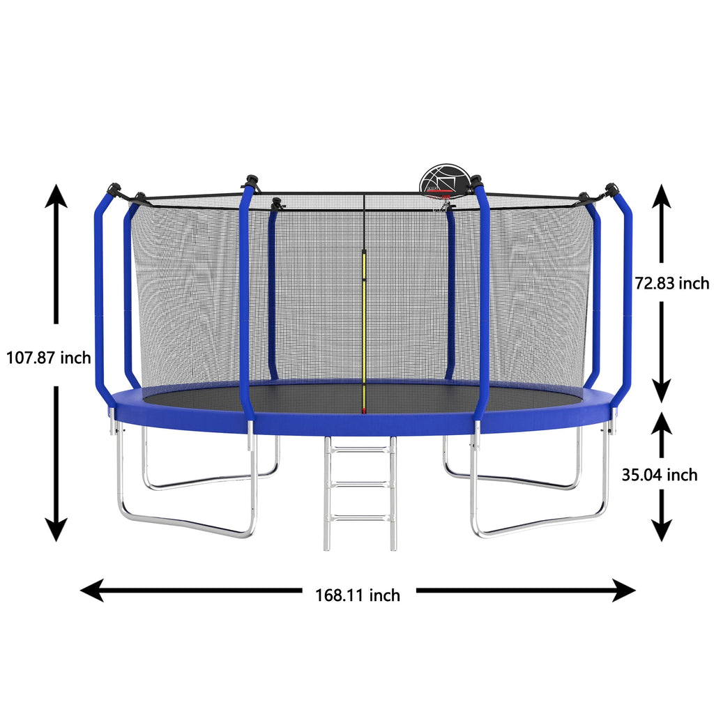 14FT Trampoline with Enclosure and Ladder R452