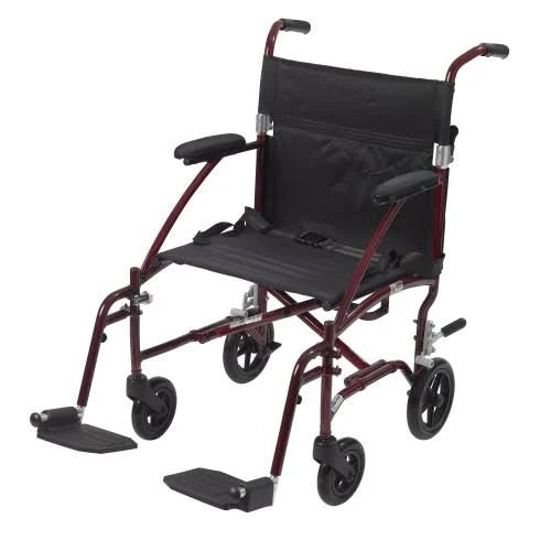 Red Frame Ultra Lightweight Transport Wheelchair W2305
