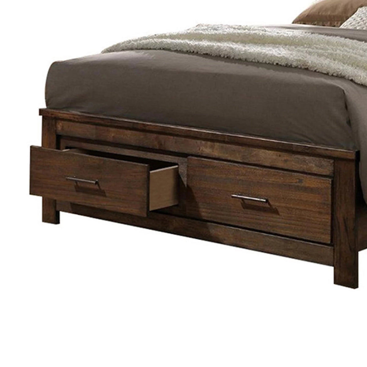 Wooden Queen Size Bed with Storage Drawers L207554