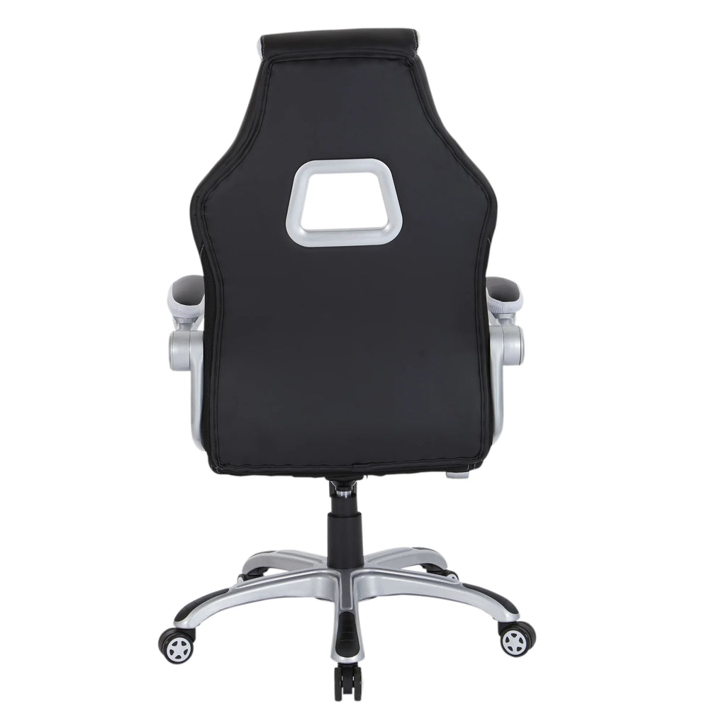 Black Chair with White Trim and Silver Base V4350