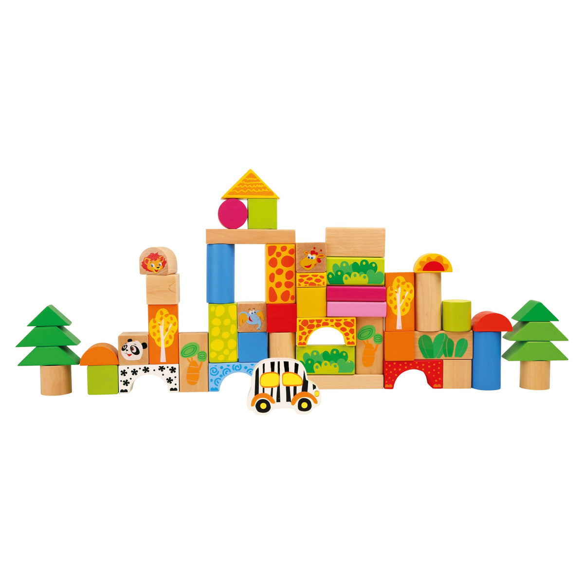 50 Piece Wooden Blocks Zoo Theme Playset Y44549
