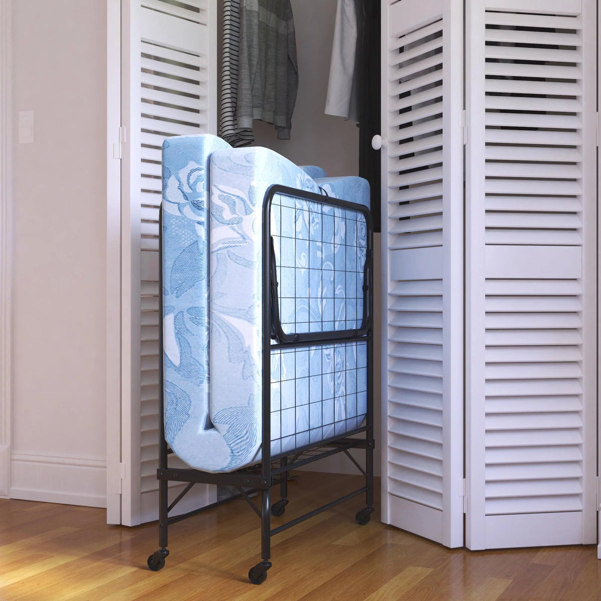 Folding Rollaway Guest Bed with 5 Inch Mattress, Twin B4480