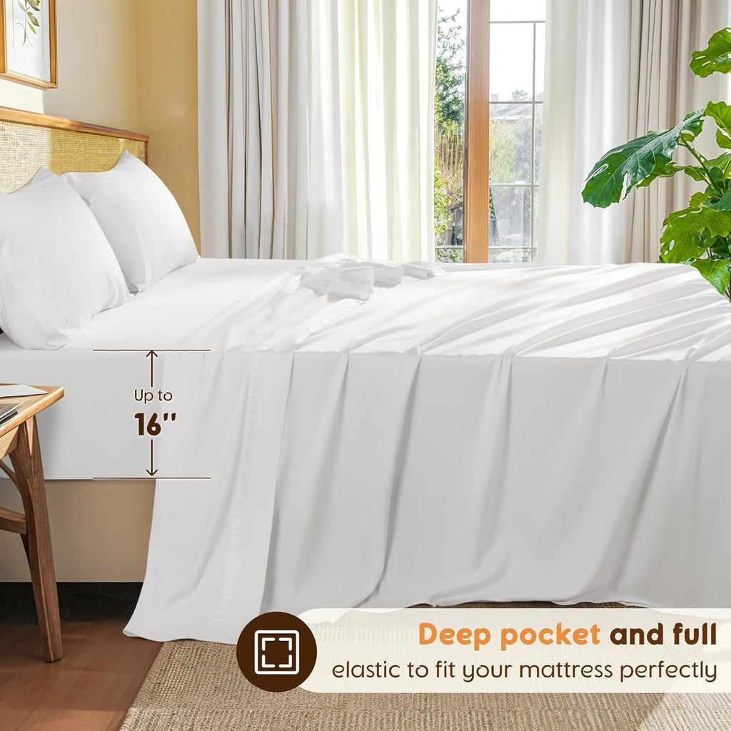 Queen Size 600 Thread Count 4 Piece Cotton Sheets Set Z994880
