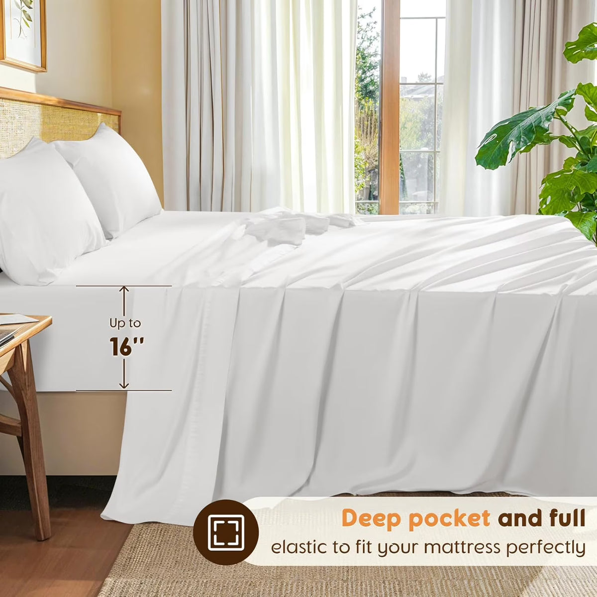Queen Size 600 Thread Count 4 Piece Cotton Sheets Set Z994880