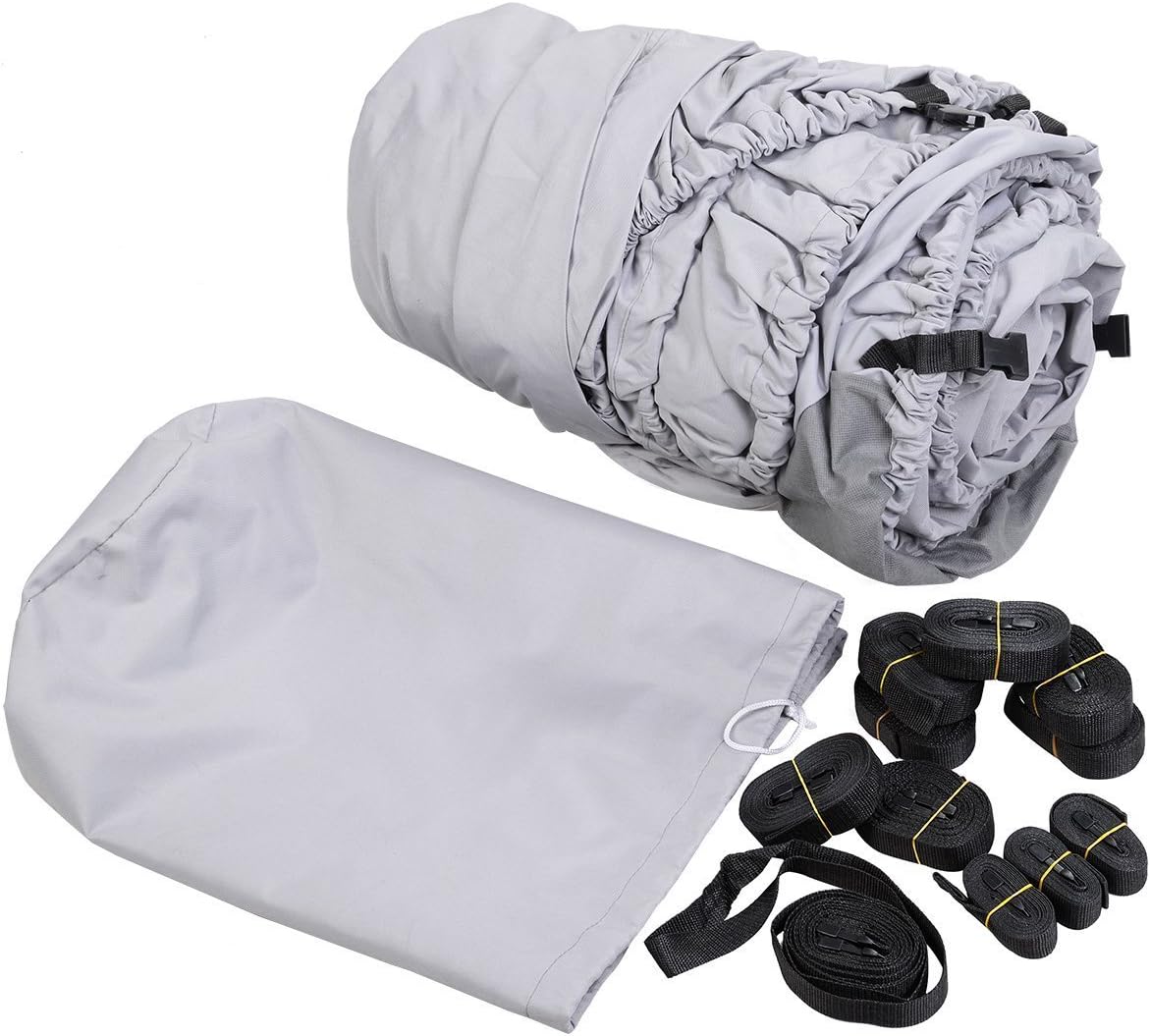 Grey 600D Oxford Fabric Waterproof Boat Cover with Carrying Bag N921