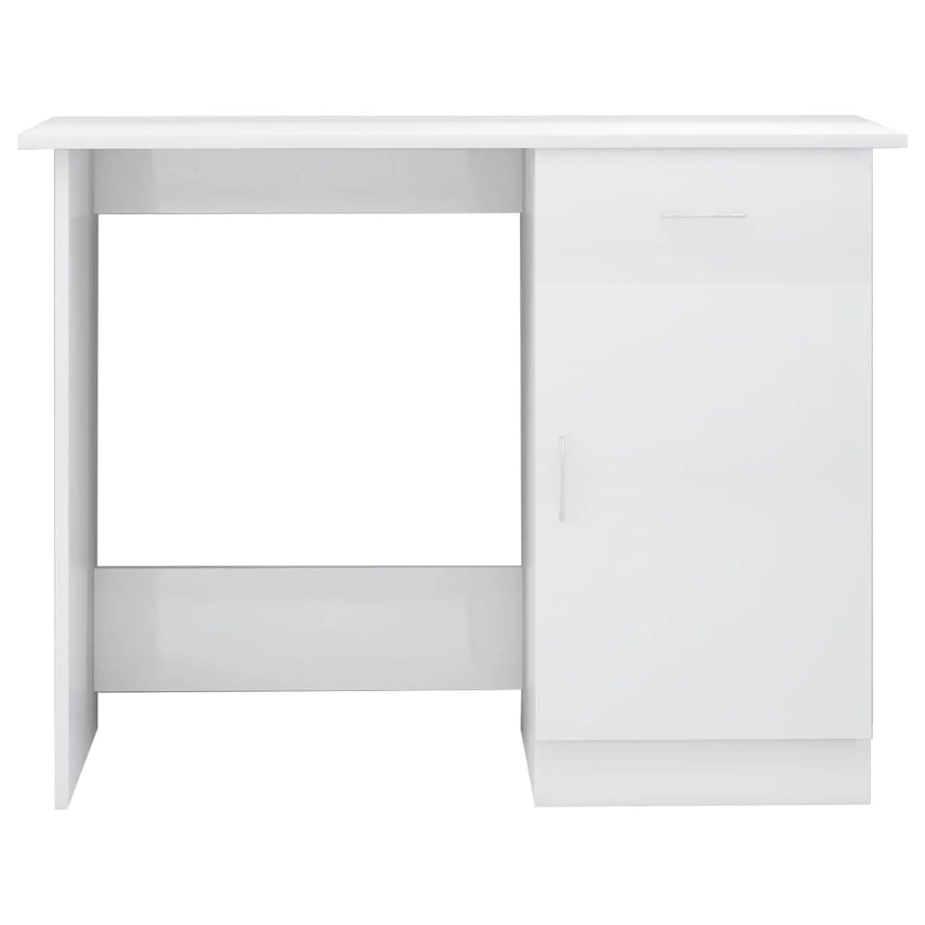 High Gloss White Engineered Wood Desk V4086