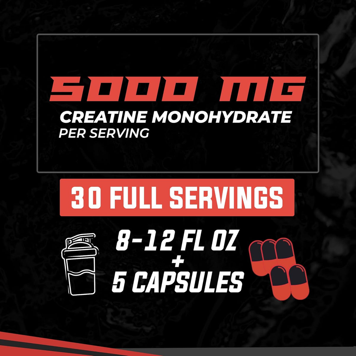 Creatine Monohydrate Pills, 5g Per Serving, 30 Servings W6296