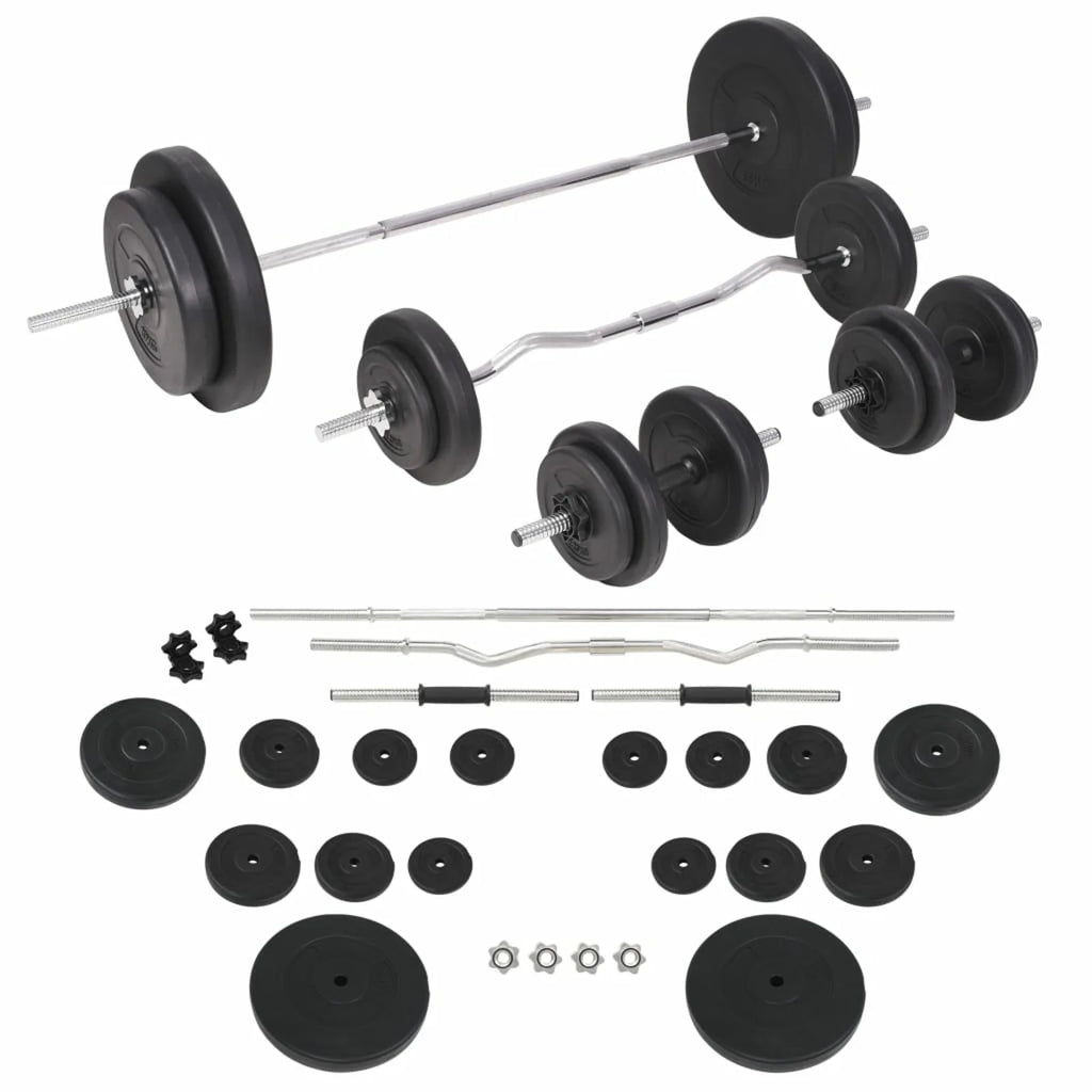 Workout Bench with Weight Rack, Barbell and Dumbbell Set 264.6 lb F34677