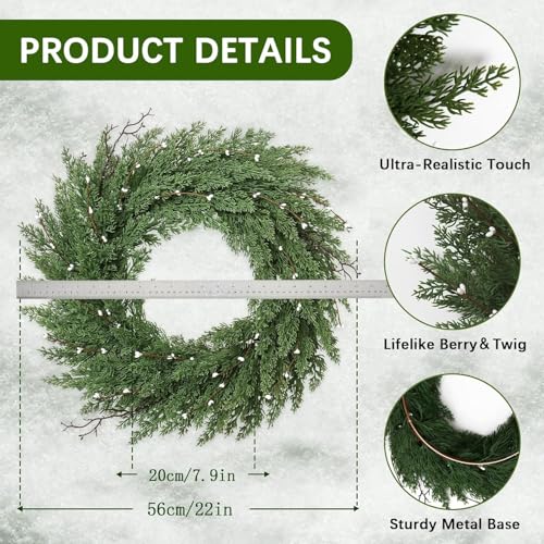22 Inch Green Artificial Christmas Wreath P49893