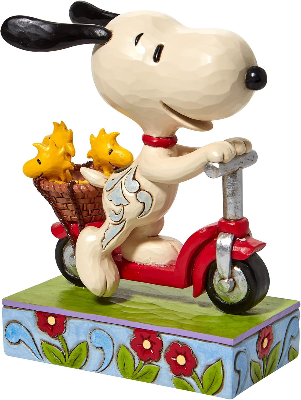 6.5 Inch Multicolor Snoopy and Woodstock Riding a Scooter Figurine T857196