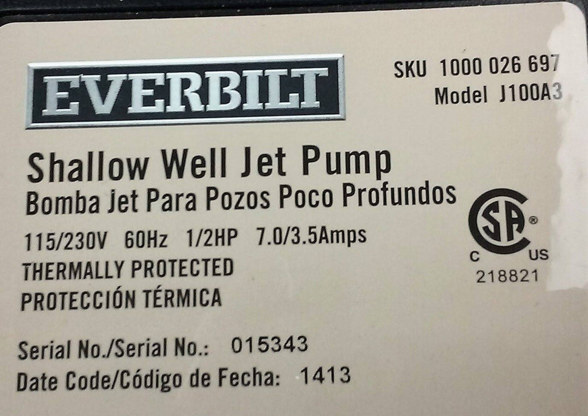 1/2 HP Shallow Well Jet Pump X5697