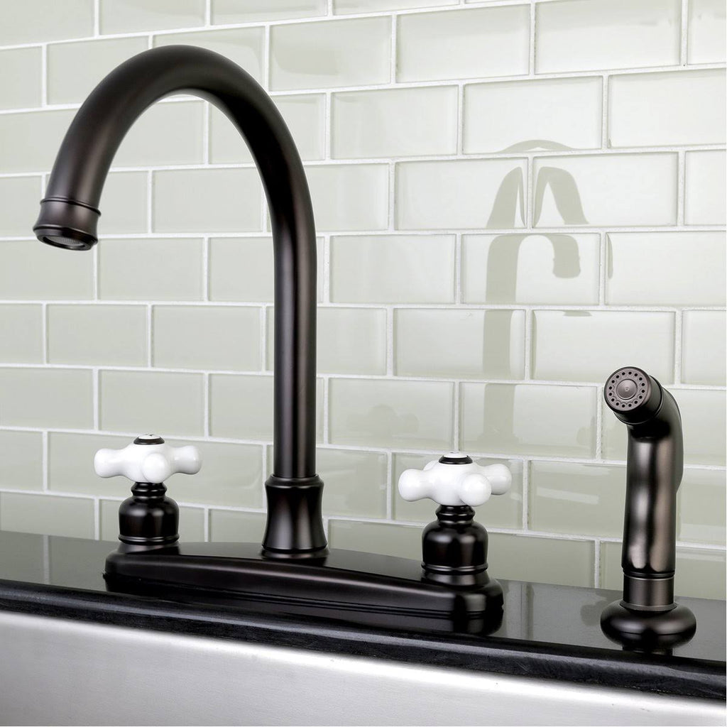 8-Inch Centerset Kitchen Faucet with Sprayer, Polished Chrome P3576