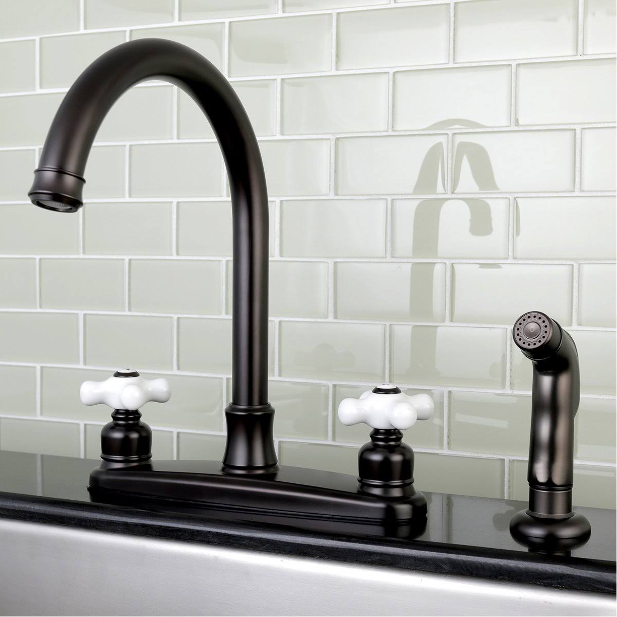 8-Inch Centerset Kitchen Faucet with Sprayer, Polished Chrome P3576