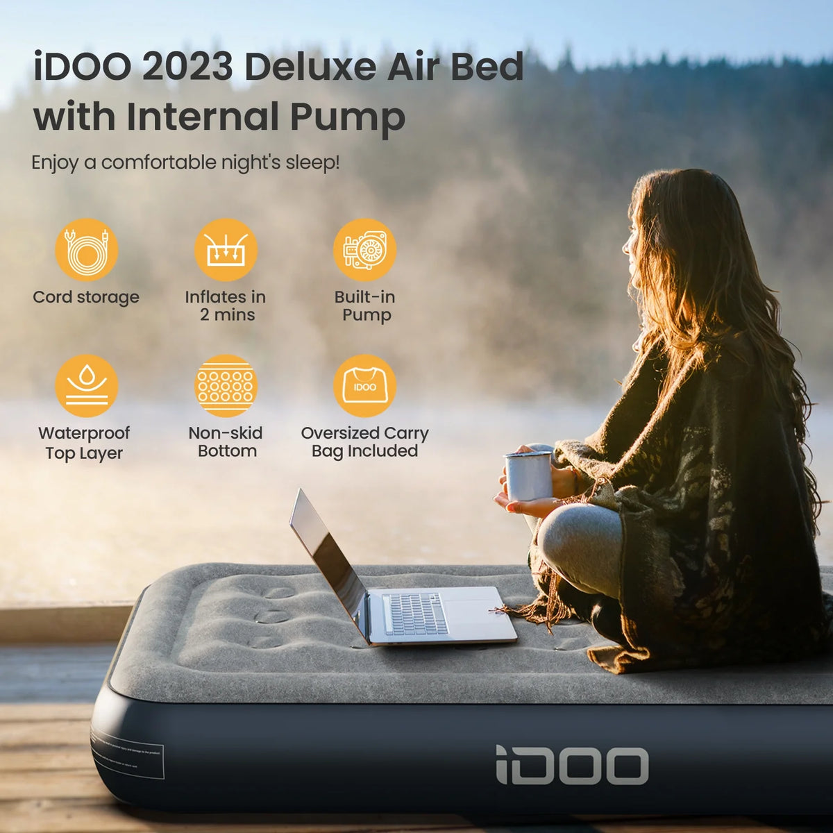13'' Twin Inflatable Air Mattress with Built-in Pump Y66398