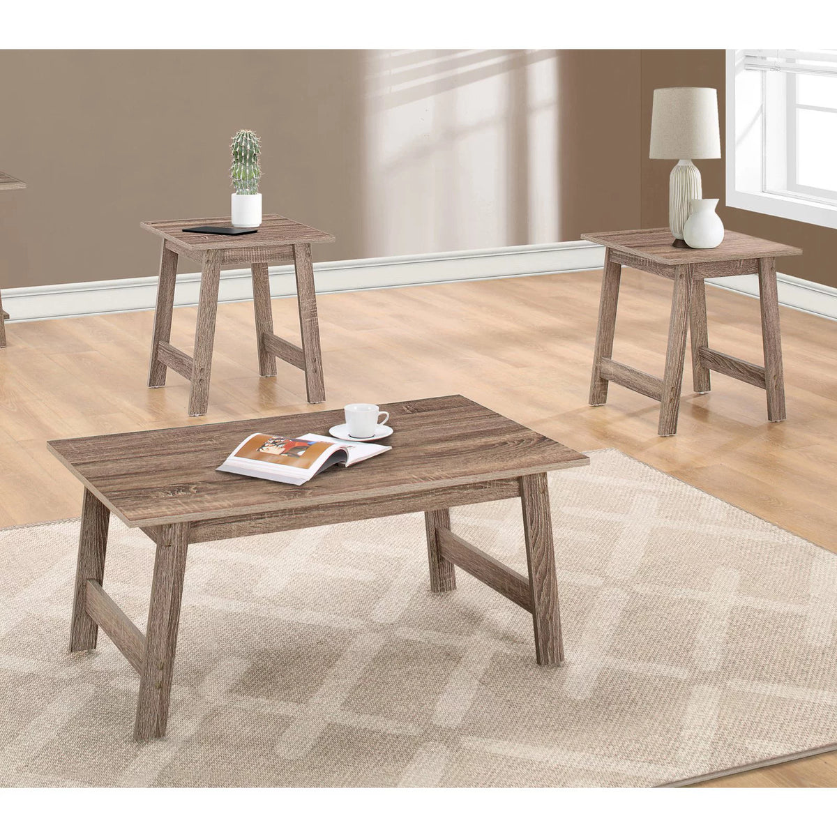 3pcs Brown Laminate Table Set N1062