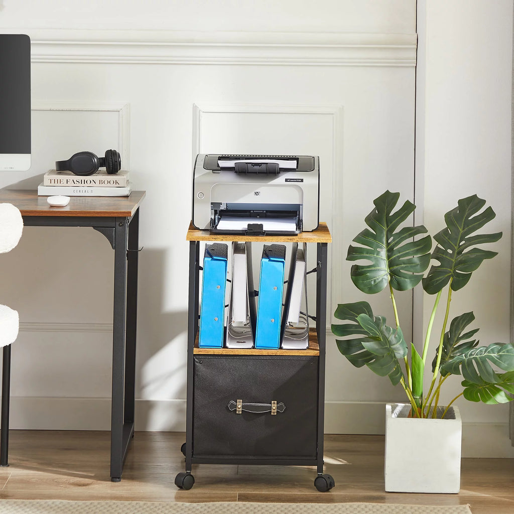 Brown 1 Drawer Mobile File Cabinet O966