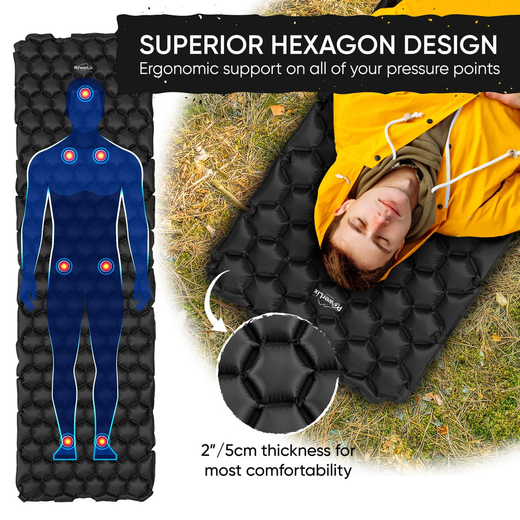 Ultralight Compact Inflatable Camping Sleeping Pad Navy Blue V87435
