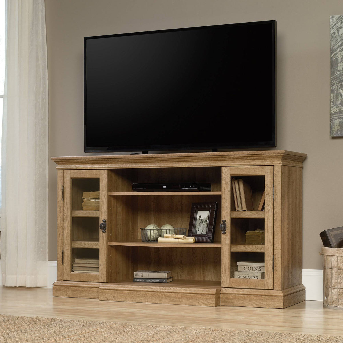 Scribed Oak Entertainment Credenza D78302