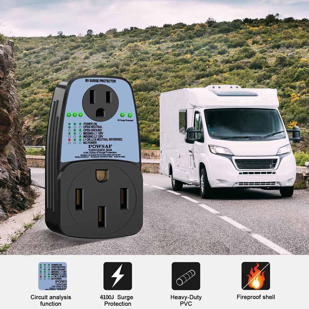 4100 Joules RV Surge Protector with 50 Amp Male to 50 Amp Female and 15 Amp Female L11072