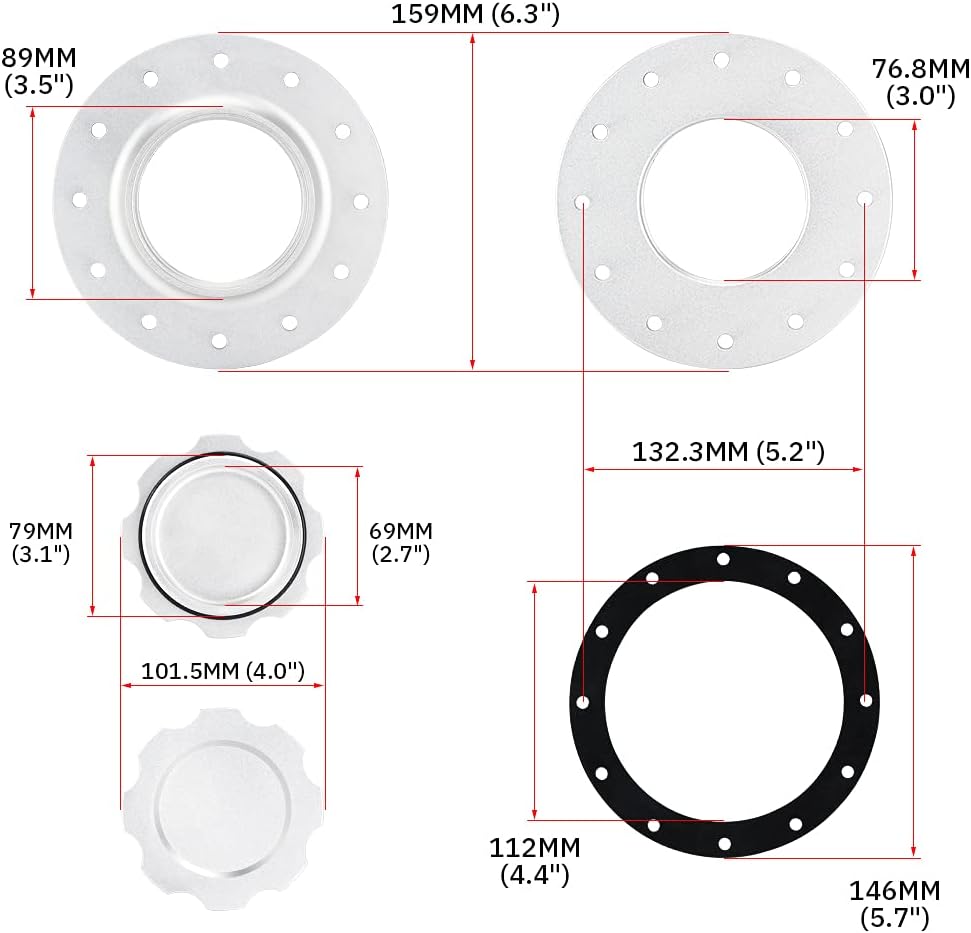 Billet Aluminum Fuel Cell Gas Cap with 12 Hole Bung and Gasket X6805