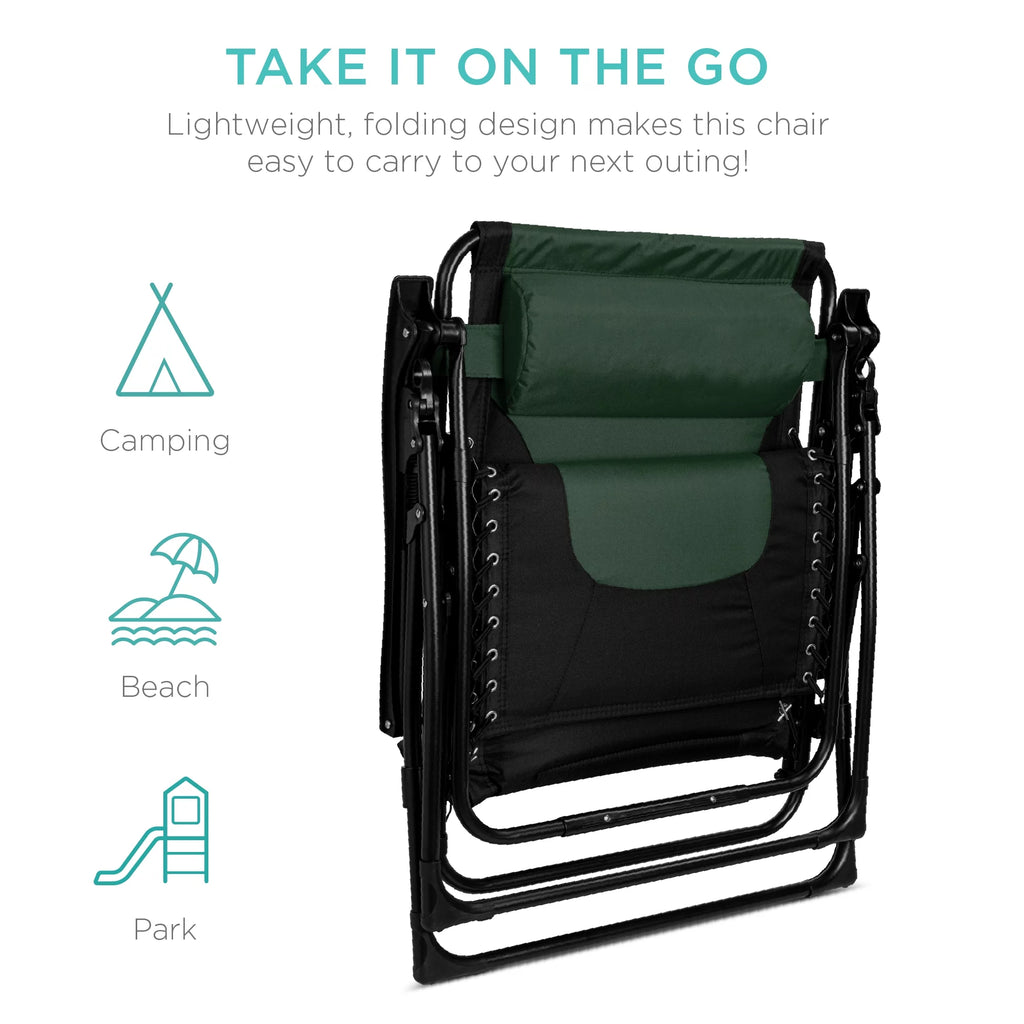 Oversized Padded Zero Gravity Folding Outdoor Recliner K547