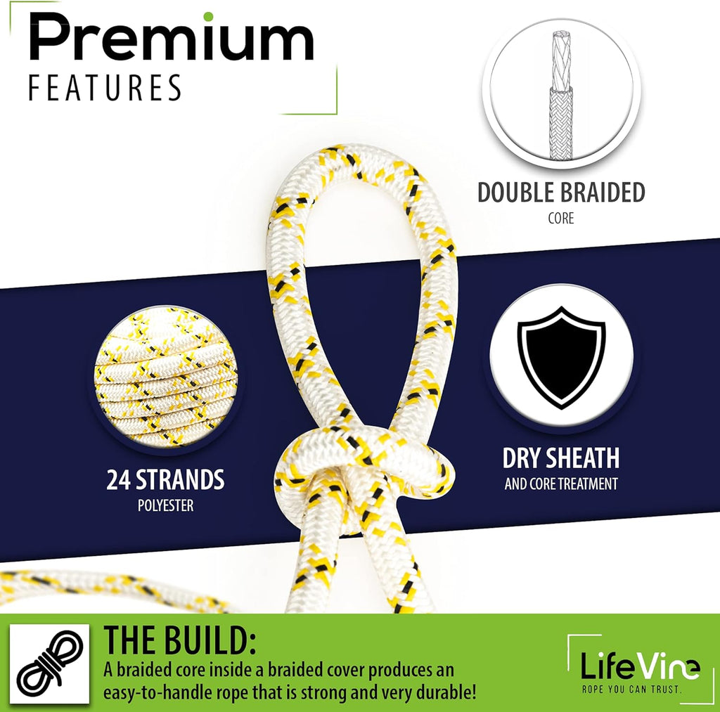 Static Rope, 3/4 Inch Diameter, 150 Foot, Double Braided S641