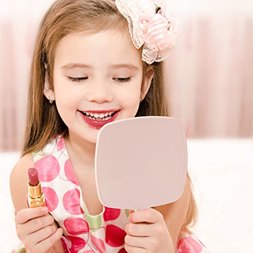 Hand Held Wood Mirror with Handle S9585