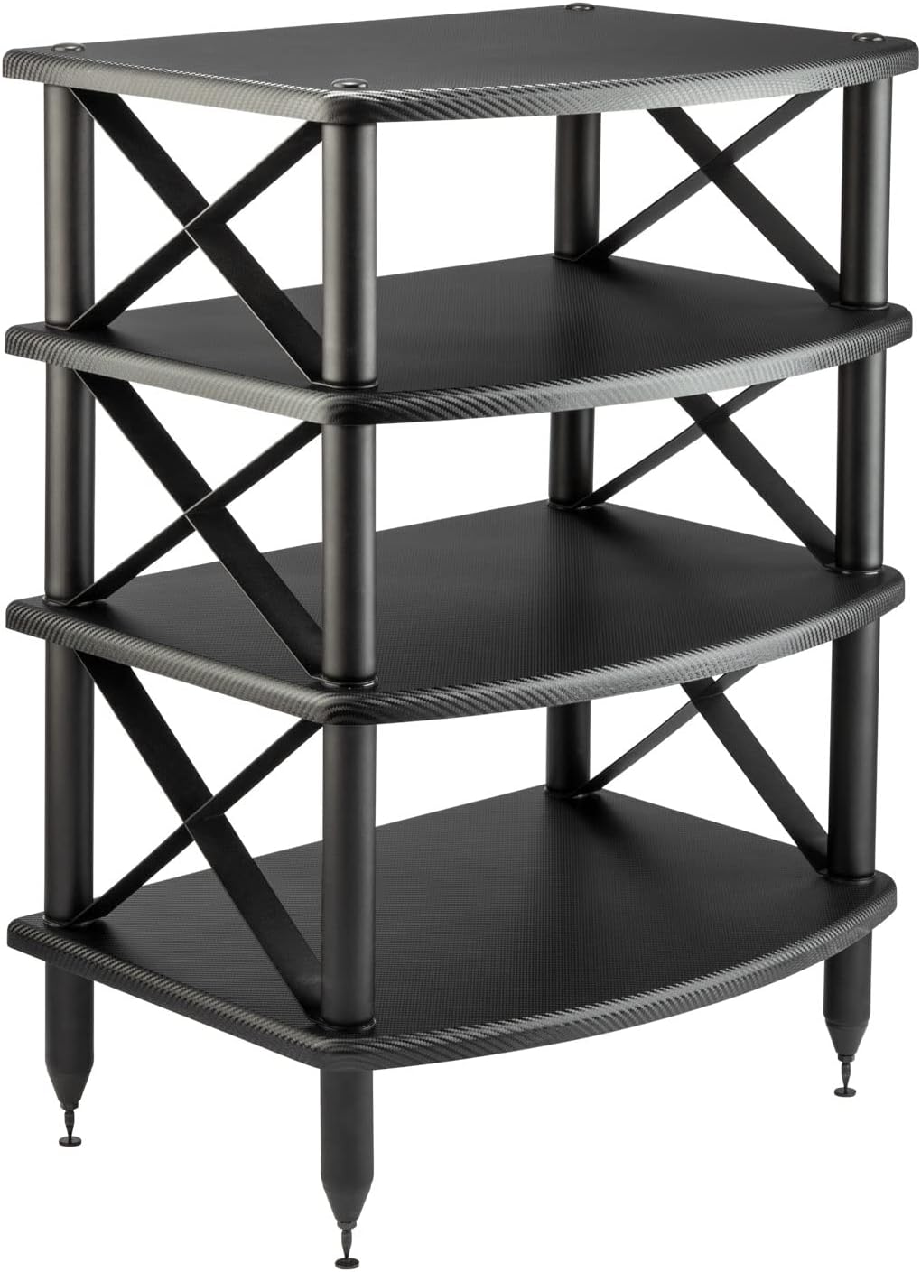 Black Four Shelf Audio Rack Media Stand P14168