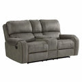 Gray Fabric Dual Reclining Loveseat with Storage Console M5032