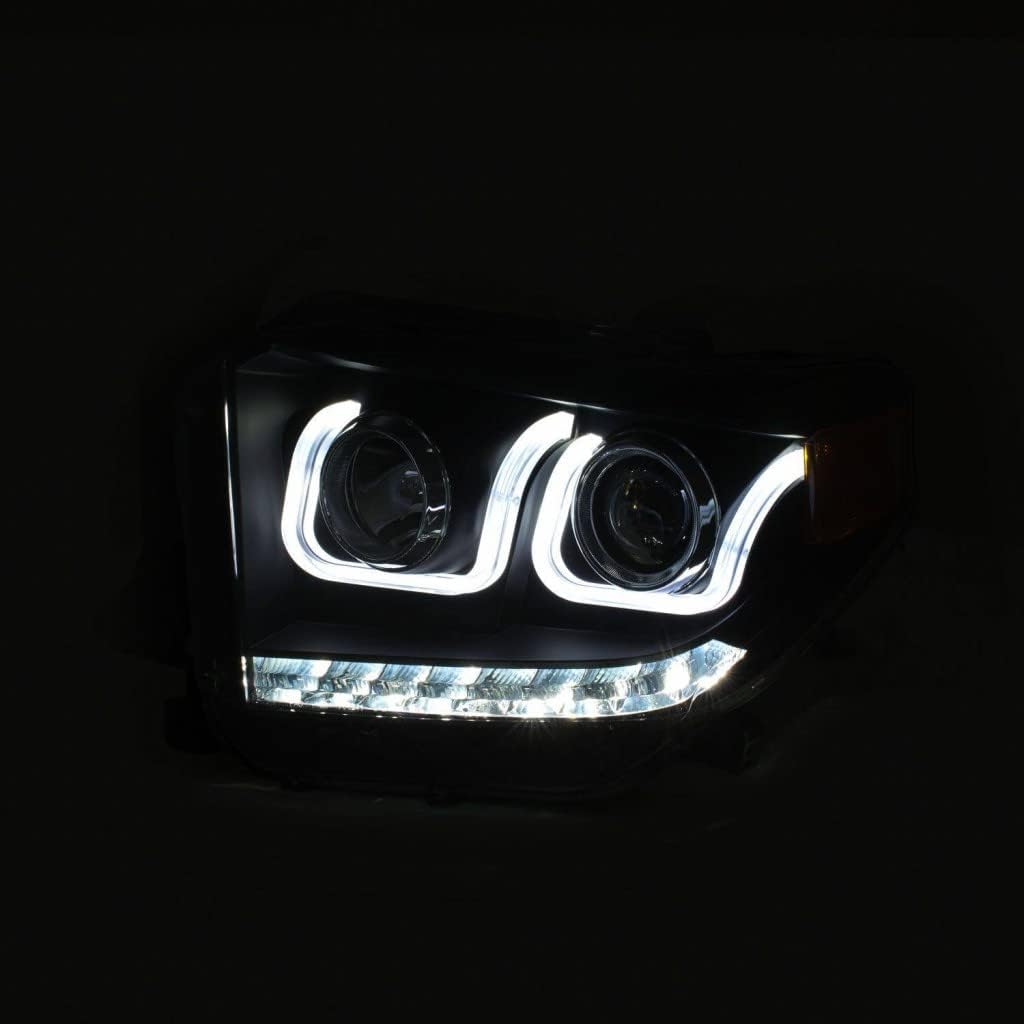 Projector Headlights with U-Bar Switchback Black S7496