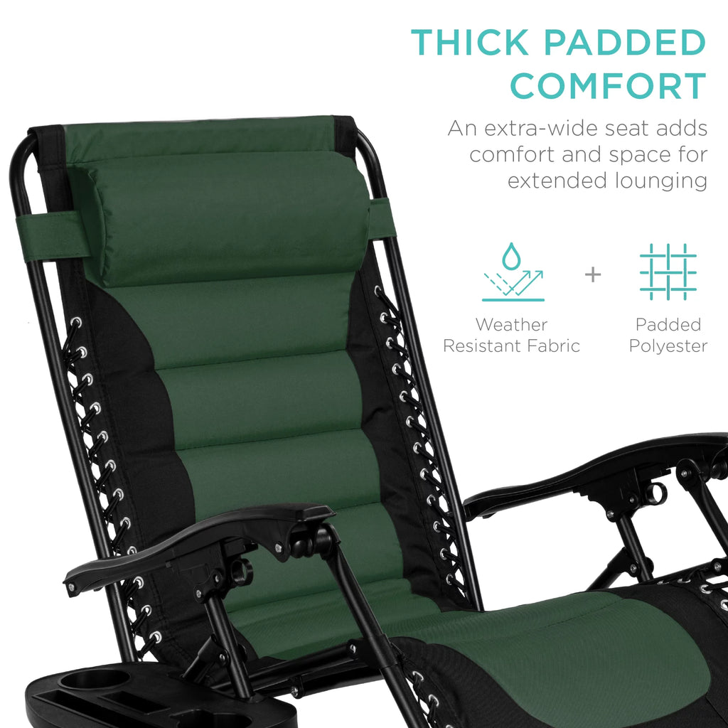 Oversized Padded Zero Gravity Folding Outdoor Recliner K547