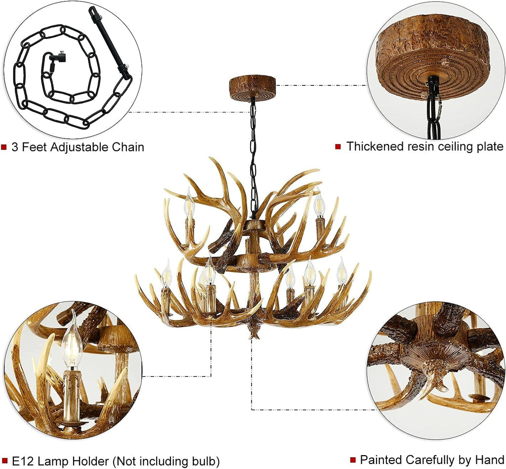 Antler Chandelier 9 Lights E12 Base G97158