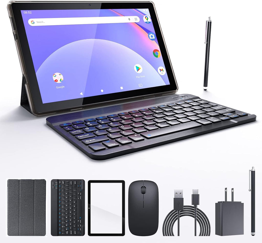 Black 10.1 Inch Android Tablet with Keyboard T859424