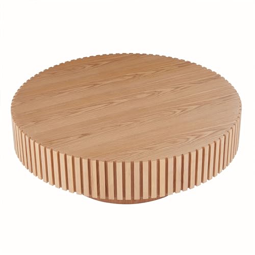 Walnut Wood Round Drum Coffee Table Y278