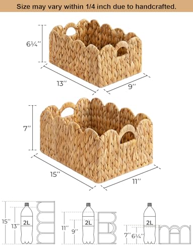 Scalloped Wicker Basket with Handles, Set of 2 L436209