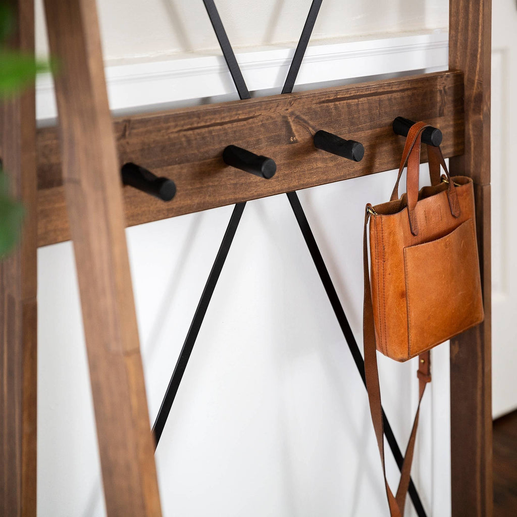 Brown Solid Wood Hall Tree E285
