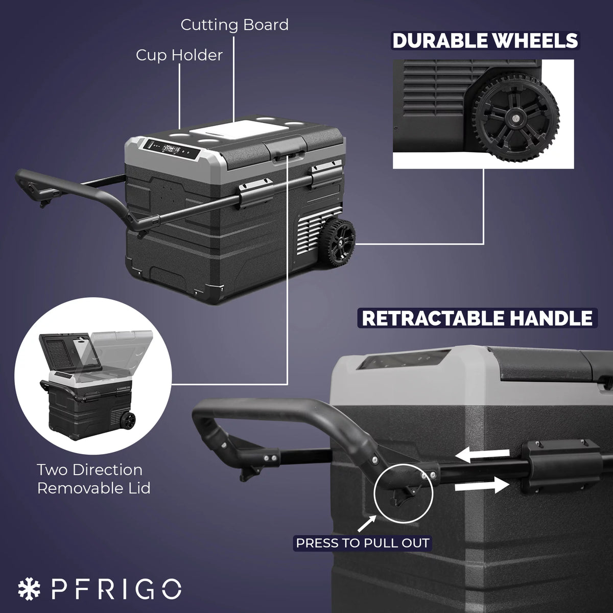 Portable 12v Car Fridge 48 Quart with Rolling Wheels C1122